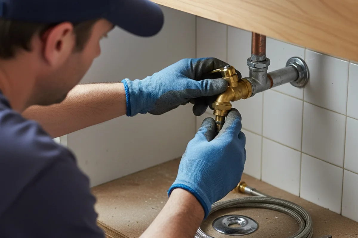 Shutoff valve and fitting work during Burst Pipe Repair in Kempton